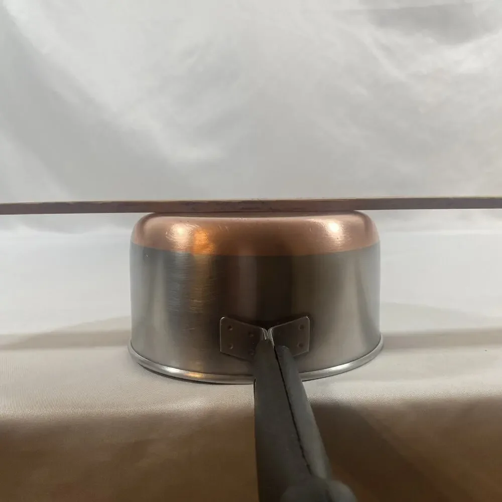 Revere Ware 1 Qt Quart Copper Bottom Sauce Pan Boiler Insert Lid Stainless Steel
